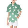 thumbnail image 2 of Boys Tshirts Boys Easter Bunny Print Short Sleeve Button Down Shirt with Pocket Girls' Tops Green 9-10 Years, 2 of 4