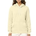 thumbnail image 5 of Women's Sherpa Fleece Hoodies Lined Pullover Fluffy Winter Warm Sweatshirts Solid Color Hooded Sweatshirt with Kangaroo Pocket, 5 of 7