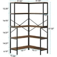 thumbnail image 6 of Tribesigns 5-Tier Corner Bookshelf, 67" Tall Large Industrial L-Shaped Bookcase Open Shelves Display Organizer with X Support, Corner Kitchen Bakers Racks for Living Room Home Office, Rustic Brown, 6 of 6