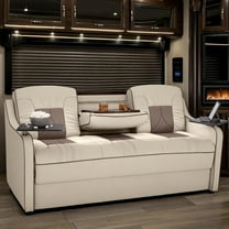 Qualitex De Leon Console DX RV Sofa Bed - 72" Wide - Bisque & Light Antelope Ultimate Leather