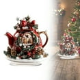 thumbnail image 2 of Jierger Christmas Teapot House Table 2D Acrylic Teapot Shaped Christmas House Tabletop Ornaments With Base Christmas Decorations For Home Mantel Shelf Centerpieces Fireplace Decor, 2 of 9