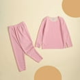 thumbnail image 2 of Favoffer Kids' Solid 3-Type Thermal Set Fall Crewneck Long Sleeve Undershirt Bottoms Boy Girl Base Layer Winter Warm Home Sleep Casual Teen 1-14Y, 2 of 3