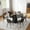 Black, variant on POVISON-47" Modern Round Dining Table for 4, Glossy Pandora Sintered Stone Round Dining Table, Solid Black Carbon Steel Base