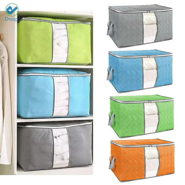 4 Pack Blanket Storage Bags With Zipper Foldable Comforter Storage