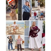 a.Jesdani Womens Plus Size Long Sleeve Tunic Tops Casual Floral Henley Shirts m-4x