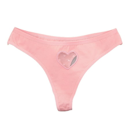 

Qingsaizhen G-strings Women Thongs Transparent Heart Patchwork Sexy Seamless Good Stretch Briefs G-strings for Sleeping