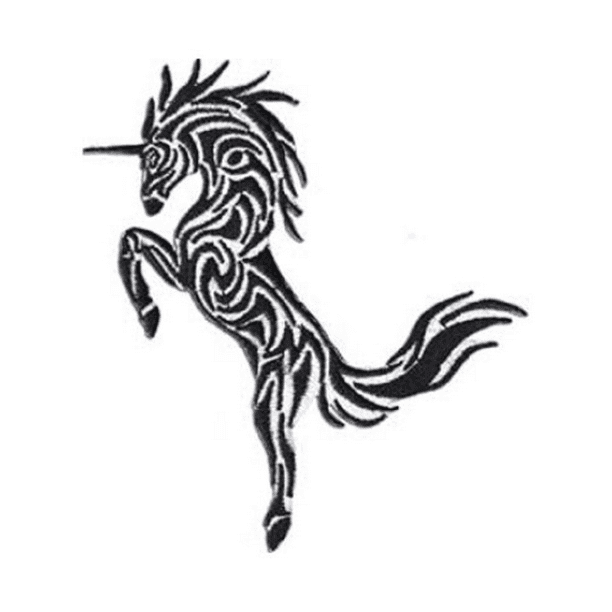Fantasy Animals Iron on Patch - Unicorn Tribal Tattoo Design 2 Applique -  