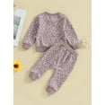 thumbnail image 5 of Baby Girls Fall Outfit 6M 12M 18M 24M 3Y Flower Print Long Sleeve Crew Neck Sweatshirt Sweatpants Fall Clothes, 5 of 10