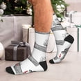 thumbnail image 7 of Xecao Moose Kissing Under Mistletoe Print Crew Socks for Men and Women, Men's Soft Moisture-wicking Sock, 7 of 7