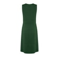 thumbnail image 4 of USSUMA Womens Summer Dresses Womens Dresses Sleeveless V Neck Casual Button Pleated Maxi Dress Trendy Skirts Breathable Dress Bachelor Party Clearance Sales Green Dress Size-L, 4 of 5