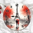 thumbnail image 2 of Soliyoahee Paris Eiffel Tower Romantic Wall Clock 10inch Wooden Round Modern Art Clock Silent Non-Tick Battery Powered for Home Kitchen Bedroom Bathroom, 2 of 6