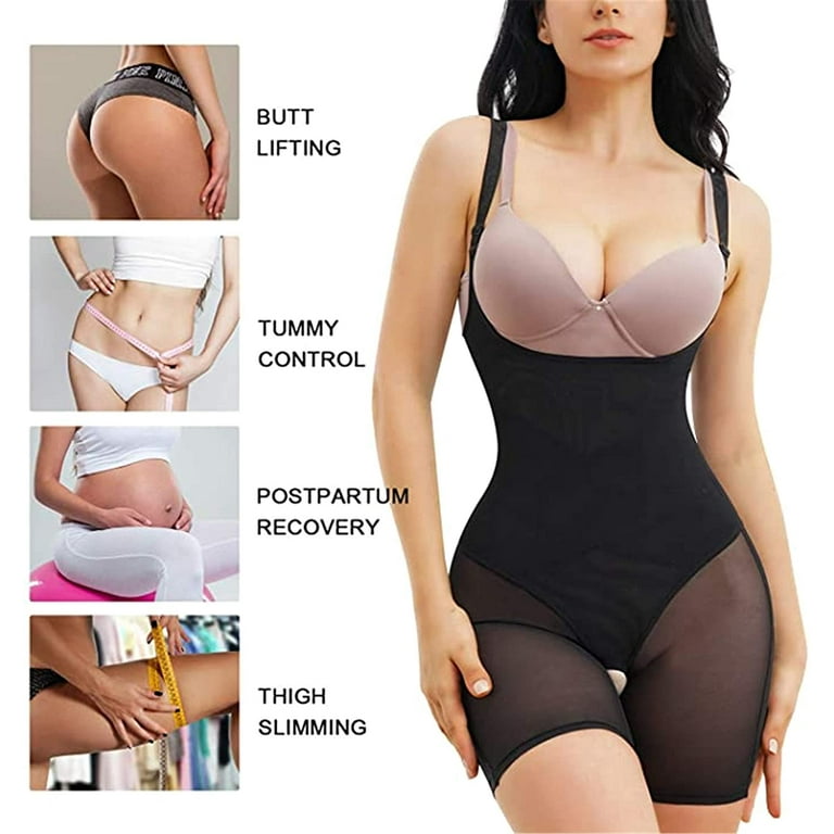 CtriLady Women's Shapewear Butt Lifter Waist Trainer Tummy Control Slim  Bodysuit Full Body Shaper Underbust Corset Thigh Open Bust(Black 3X-Large)  