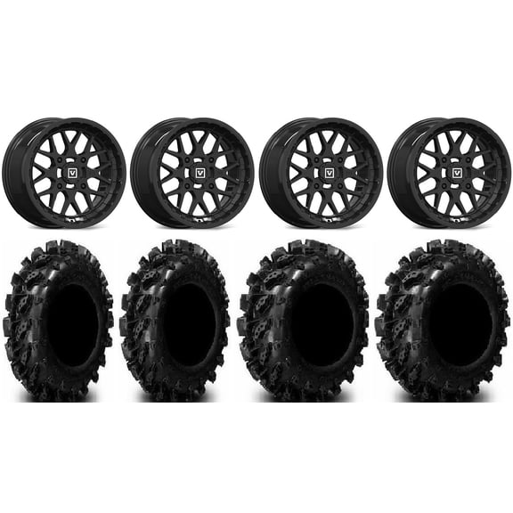 Valor V03 14" Wheels Black 28" Swamp Lite Tires Sportsman 550 850 1000