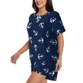 thumbnail image 2 of "Wukai Nautical Themed Simple Anchors Women's Pajama Set - Short-Sleeve Top and Shorts with Elastic Waistband and Pockets for Loungewear, Yoga, and Casual Wear-Large, 2 of 8