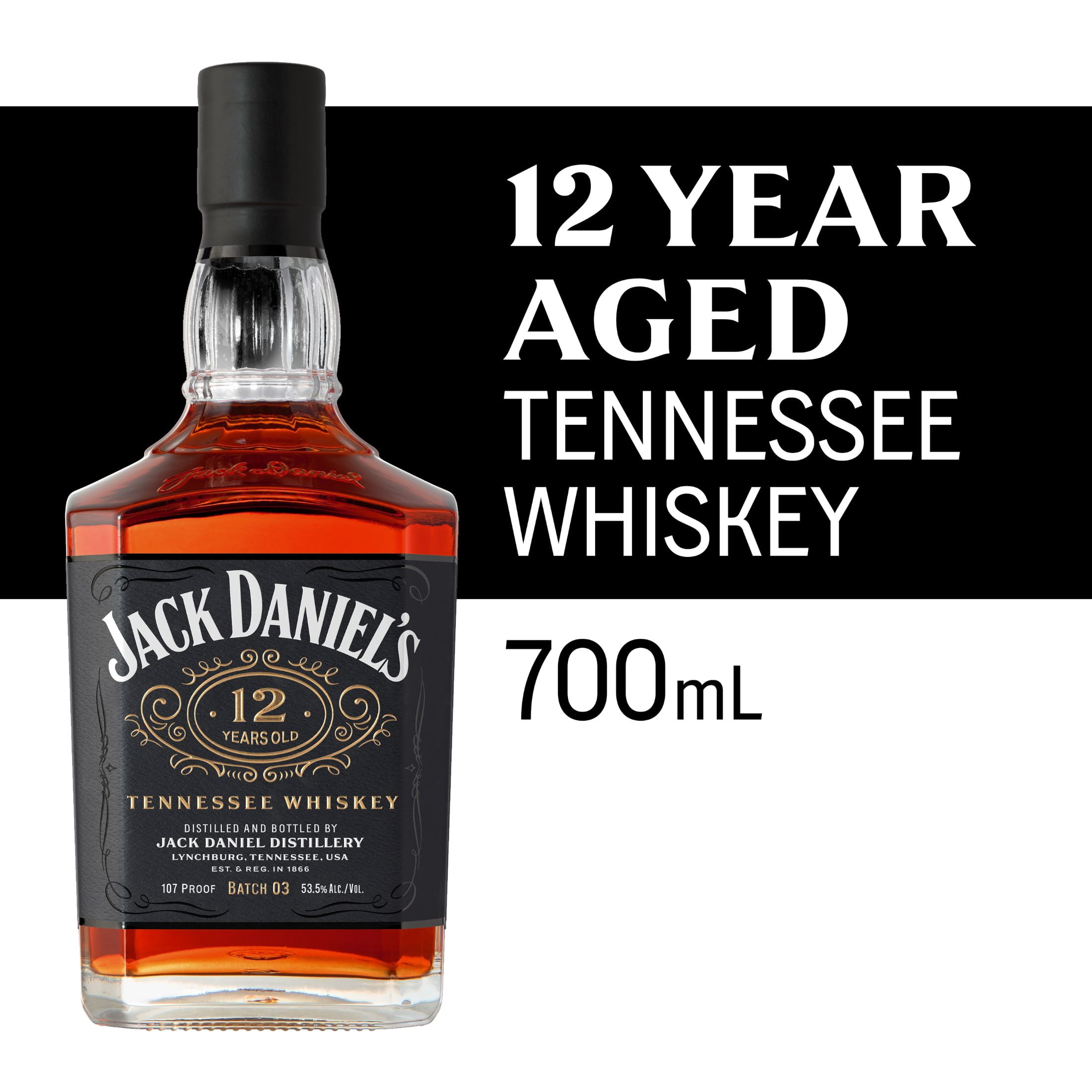 Jack Daniel's 12-Years-Old Tennessee Whiskey, 700 ml Bottle, Batch