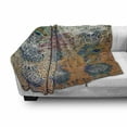 thumbnail image 3 of Ethnic Soft Flannel Fleece Throw Blanket, Vintage Style Oriental Composition with Mandala Flowers and Peacock Feathers, Cozy Plush for Indoor and Outdoor Use, 50" x 60", Multicolor, by Ambesonne, 3 of 6