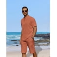 thumbnail image 2 of COOFANDY Men's White Linen Pants and Shirt Set Casual Beach Yoga Outfits 2 Piece Cotton Linen Henley Shirts Loose Pants Sets, 2 of 6