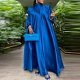 thumbnail image 2 of VONDA Women Elegant Long Bat Sleeve Stand Collar Evening Party Pleated Casual Solid Loose Long Dress, 2 of 5