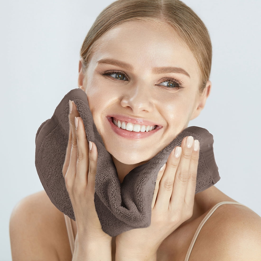 Unique Bargains 100% Cotton 6-Pack Washcloth Face Towels 13" x 13" Coffee Color