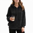 thumbnail image 5 of Towmus Winter Warm Fuzzy Teddy Bear Hoodie Women Plush Hooded Sweatshirts Half Zip Pullover Sweatshirt Oversized Winter Coats with Pockets, 5 of 7