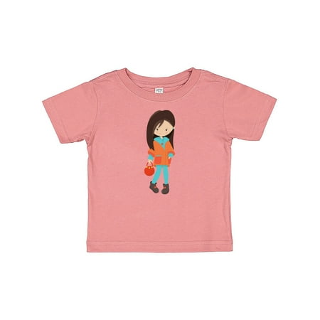 

Inktastic Fashion Girl Brown Hair Orange Jacket Leggings Gift Baby Girl T-Shirt