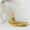 thumbnail image 4 of Clearance Sale!Golden Rabbit Jewelry Tray,Retro Bunny Figurine Dish Rings Tray Home Decor,Accent Animals Jewelry Display Organizer,Easter Tabletop Decoration Rabbit Sculptures, 4 of 5