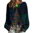 thumbnail image 1 of RXMEKW Chandail Graphique de Noël pour Femmes, Haut Tricoté à Manches Longues, Col Rond Décontracté, Couleur L, 1 of 6