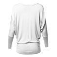 thumbnail image 2 of FashionOutfit Women's Casual Solid Boat Neck Long Dolman Sleeve Top - MADE in USA, 2 of 4