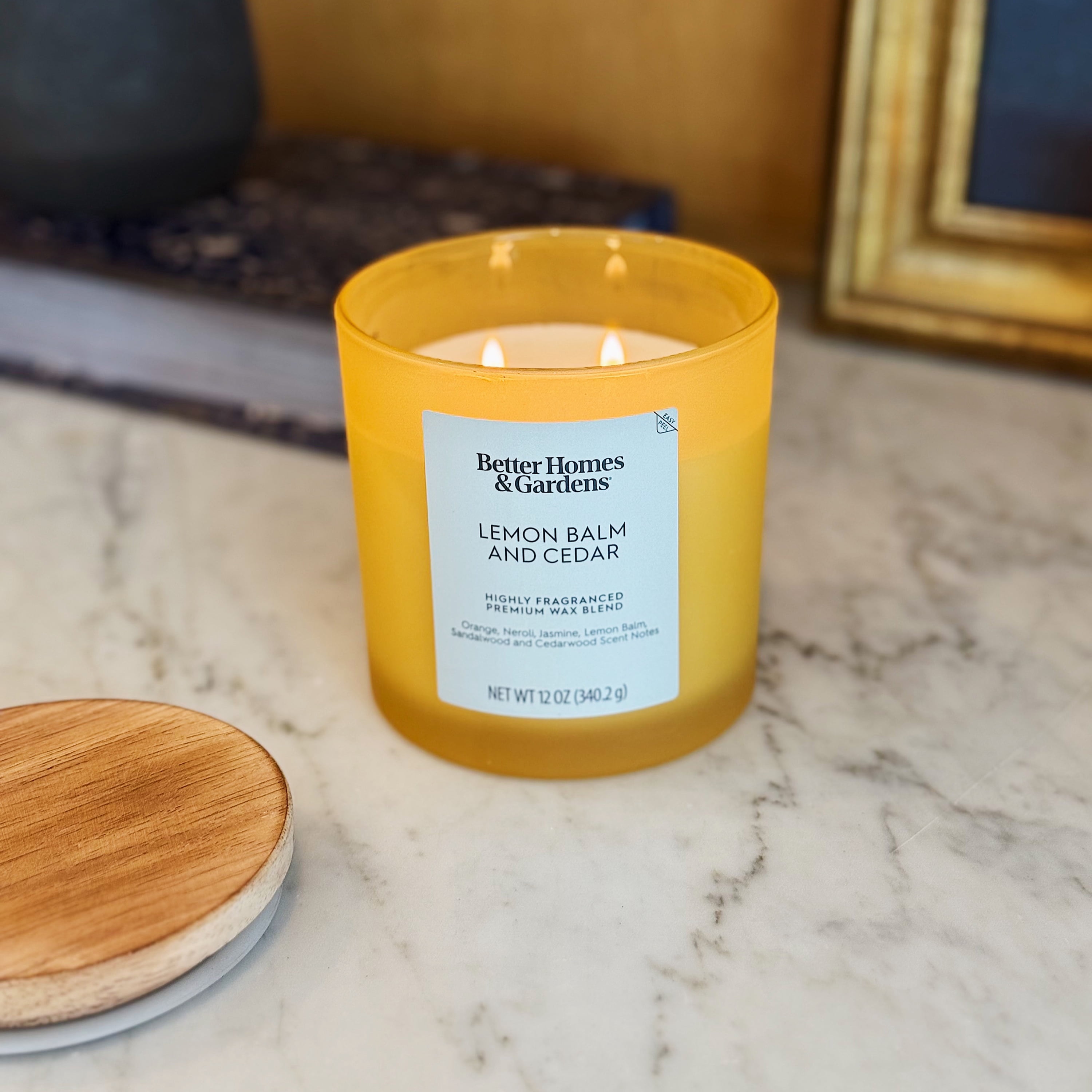 Better Homes and Gardens Lemon Balm and Cedar Scented 2-Wick Frosted Jar Candle 12oz.