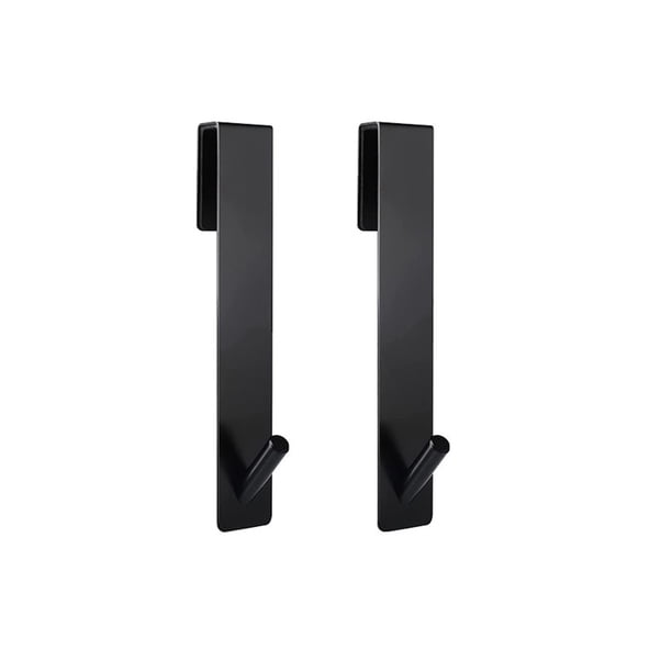 Injueey Colgador para puerta de ducha de acero inoxidable, 2 piezas, desmontable, a prueba de arañazos, anticorrosivo, para el hogar, Hotel, Accesorios de baño Negro 17.8 cm