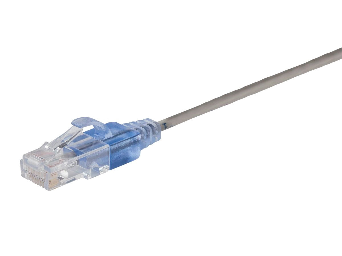 Monoprice SlimRun Cat6A Ethernet Patch Cable - Network Internet Cord - RJ45, Stranded, UTP, Pure Bare Copper Wire, 30AWG, 6in, Gray, 10-Pack