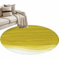 thumbnail image 2 of 4ft Round Rug, Ombre Yellow Waves Non-Skid Rubber Backing Large Area Rugs - Living Room Bedroom Home Office, Abstract Art Gradient Modern Indoor Floor Mat Carpets Washable Rug, 2 of 9