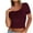 Wine, variant on Jalioing Women's Crop Tops Summer Slim Short Sleeve Scoop Neck Fashion Tee Solid Color Basic Shirts Trendy