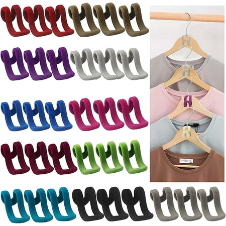 

Casewin 30 Pieces Mini Flocking Hanger Hooks Cascading Hanger Hooks Space Saving Hangers Hooks Non Slip Connector Hooks for Hangers Wardrobe Stacking storage hangers Random Color