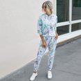 thumbnail image 1 of 2PCS Mujeres Tie-Dye Print Hoodie Pantalones Con capucha Manga larga Cordón Cintura elástica Ca Abanopi Pantalones de sudadada, 1 of 7