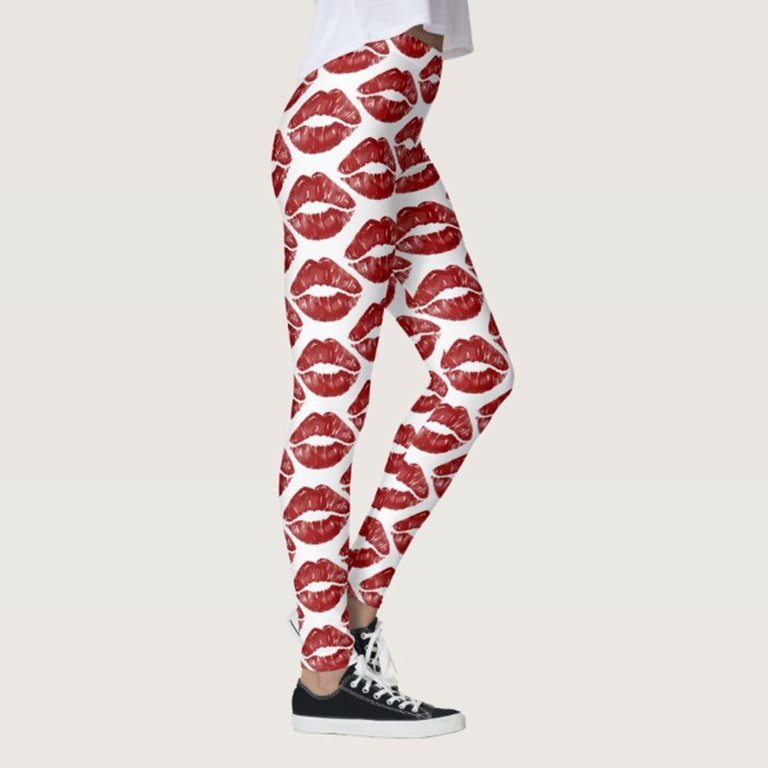 Women's Valentine's Day Lovesy Stripes Print Leggings Skinny Pants For Yoga  Running Pilates Gym Yoga Pants White S