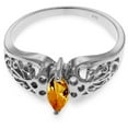 thumbnail image 4 of Galaxy Gold 14K White Gold Natural Marquis-Shaped Citrine Filigree Solitaire Ring - November Birthstone - Warmth & Prosperity - Sizes 5.5 to 11 - Fine Jewelry for Women, 4 of 4