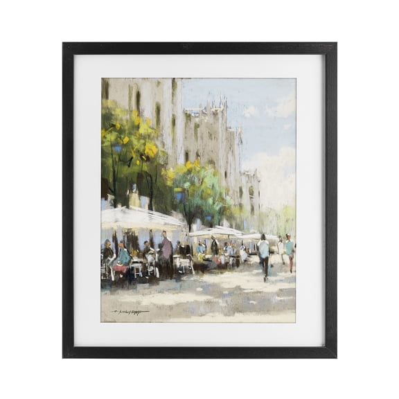 Stupell Industries Victorian Street Cafe on Boulevard Black Framed Print Under Glass, 13 x 16, by Anthony Orme
