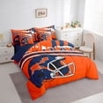 thumbnail image 3 of jejeloiu Deepblue Orange Helmet 7 Pieces Bedding Comforter Set,American Rugby Ball Full Bedding Set For Ball Lover Reversible, 3 of 8