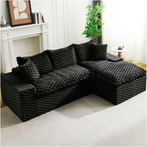 JERFIT Modular Convertible Sofa with Chaise Lounge, Reclining Loveseat for Small Spaces, L-Shape or Straight Configurations, Plush Velvet Upholstery, Black