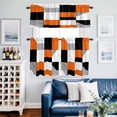 thumbnail image 2 of Orange Gray Kitchen Curtains Valances and Tiers Set of 3 Black Geometric Abstract Color Block Plaid Tier Curtains and Valance with Rod Pocket for Small Windows, 27.5"x36", 2 of 9