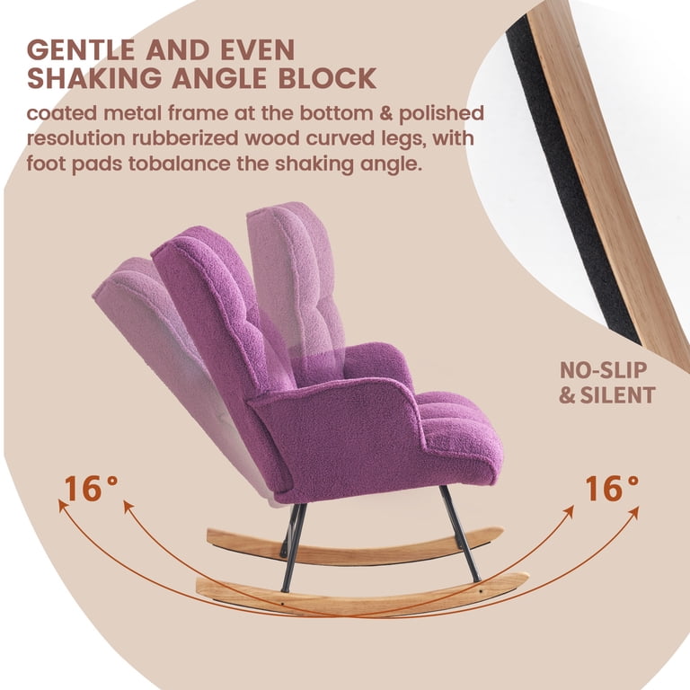 SAETSFEG Teddy Velvet Rocking Chair, Purple photo 6
