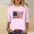 thumbnail image 2 of Nfurl Plus Size Breast Cancer Awareness Shirts for Women Flag Pink Ribbon Graphic Tees Loose Fit 3/4 Sleeve Crewneck Tee Tops Pink S, 2 of 7