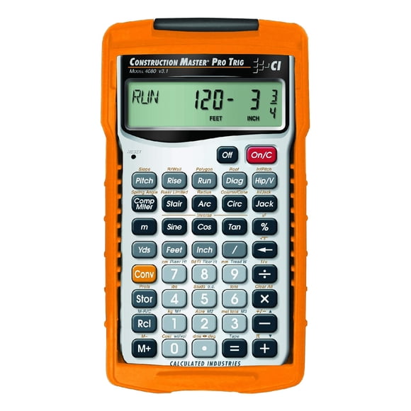 Calculated Industries Calculatrice de Fractions en Pieds et Pouces 4080 Construction Master Pro Trig Avancée de Construction avec Trig Complet