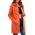 thumbnail image 6 of Solid Color Vintage Hoodies Longline Relaxed Full Zip Fall Tops Long Sleeve Fashion Clothes Adjustable Drawstring Hood Large Front Patch Pockets Sweatshirts Orange,XL, 6 of 6