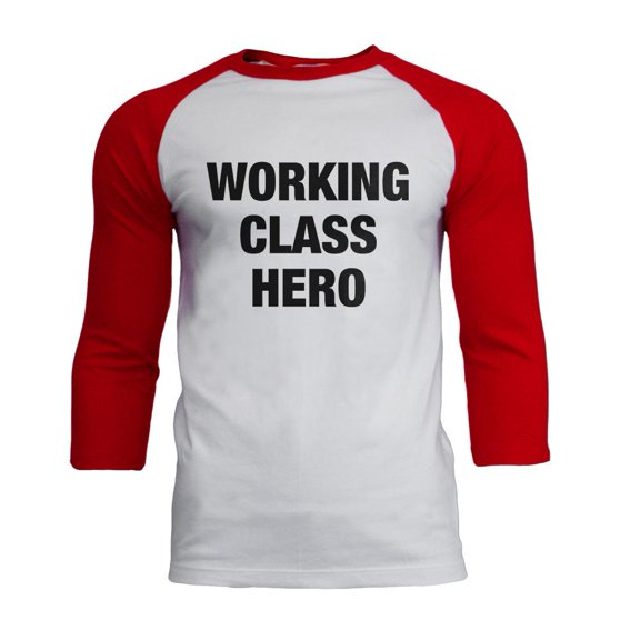 Working Class Hero Inspired By John Lennon Mens Soft Raglan T Shirt White-Red X-LG