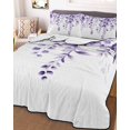 thumbnail image 2 of Quilts Twin Size, Purple Eucalyptus Leaves Soft Comforter Bedding Set for Bed, Spring Rustic Botanical Lightweight Quilted Bedspread with Pillow Cover(2 Pieces) for All Season, 68x86 Inch, 2 of 6