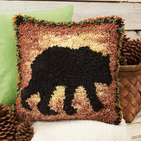 Hook Pillow Kit - Herrschners® Cabin Fever Bear Pillow Latch Hook Kit