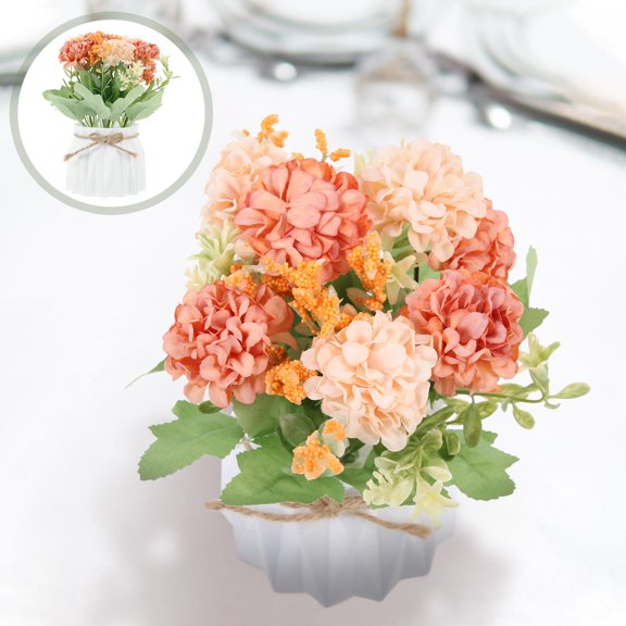 TABLZONE Realistic Orange Fake Flower Arrangement for Wedding Table Centerpiece Decoration