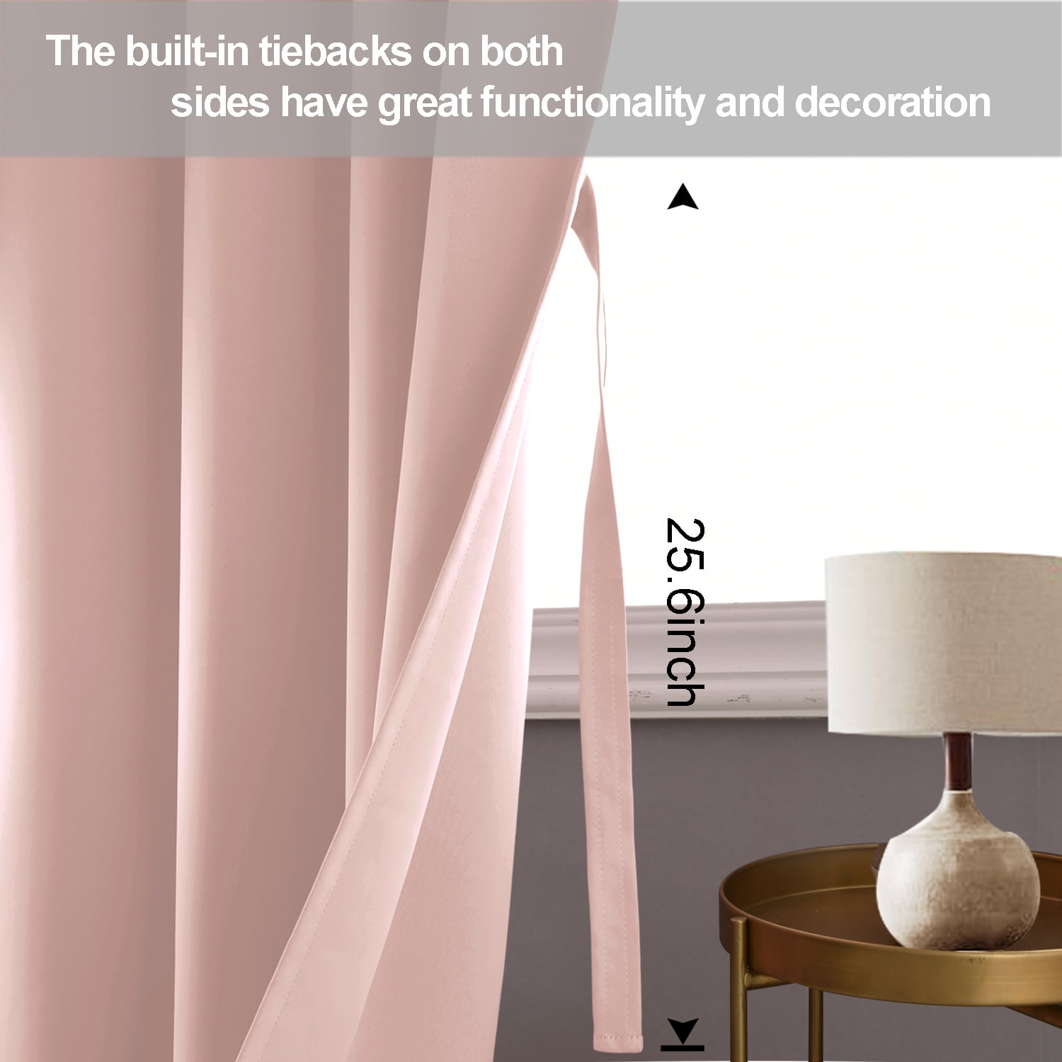 JIUZHEN Blackout curtains for Bedroom with Tiebacks - Room Darkening Privacy Grommet Top Window Curtains for Living Room, 42 x 63 inch Length,Blush Pink,Set of 2 Panels